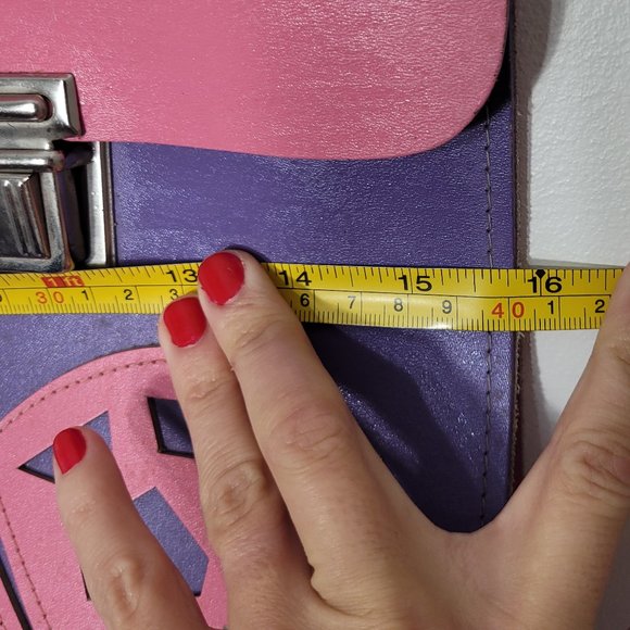 ⭐️Vintage Pink Purple Leather Kids School Bag Shoulder Strap Top Handle Retro - Picture 9 of 13